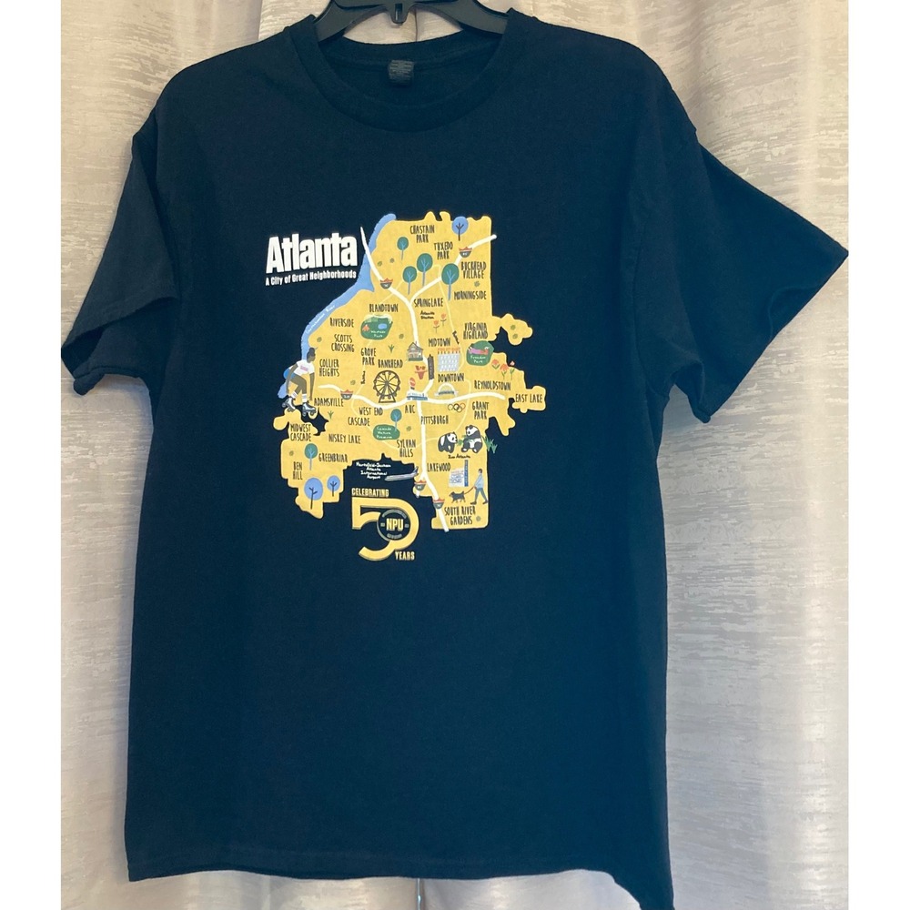 Gildan Atlanta Neighborhoods Map Graphic Tee Ask Me About My Hood L